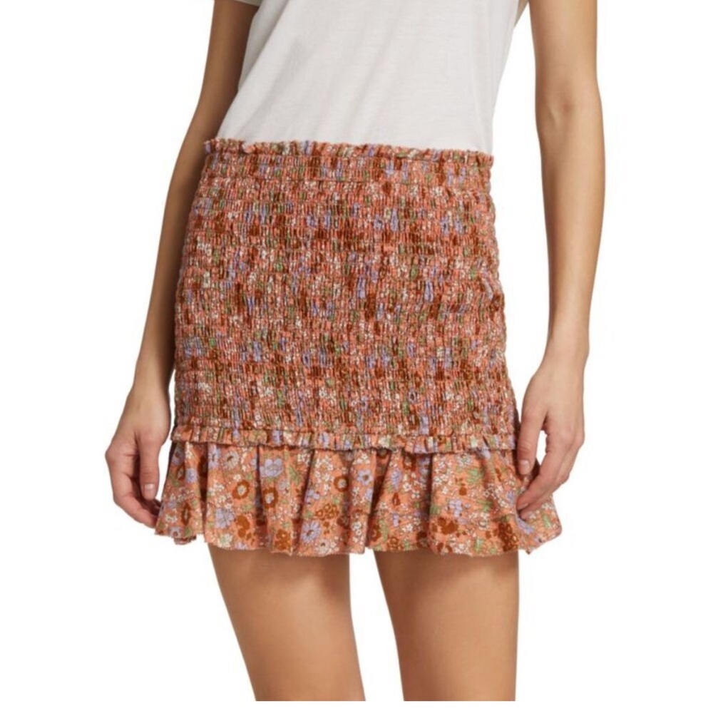 VERONICA BEARD Melodie Floral-Print Smocked Skirt Size 8